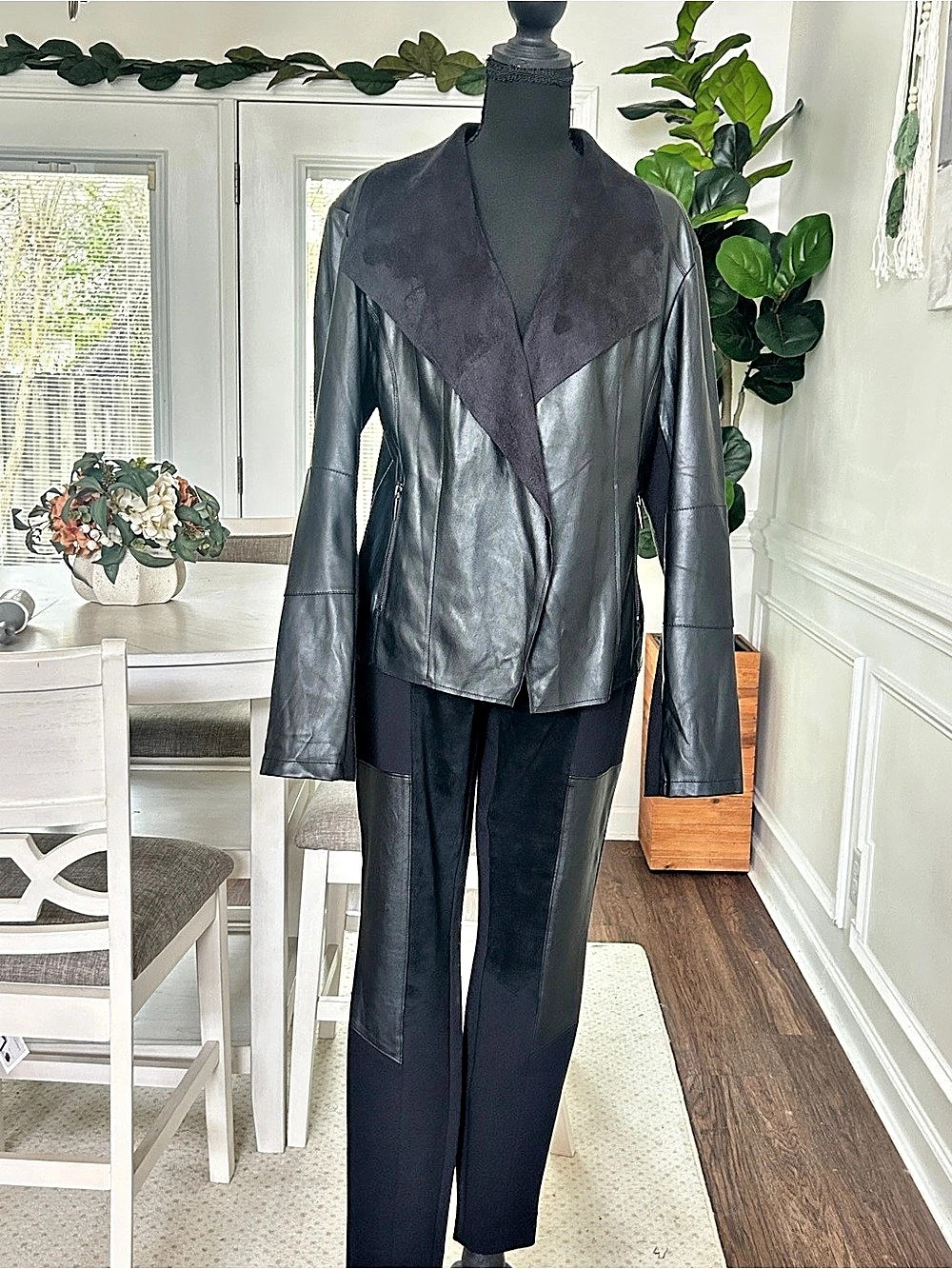 bar III Faux Leather Jacket & Pants Set